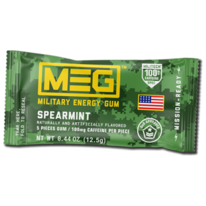 Military Energy Caffeine Gum Spearmint Pouch - 0.44oz (12.5g)